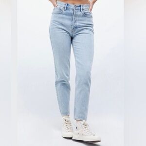 Pacsun Ultra High Rise Slim Fit Button Fly Sandblast Blue Denim Mom Jeans  25